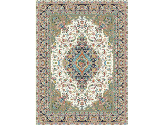 فرش 1200 شانه برجسته تراکم 3600 -کد 6129 - زمینه نقره ای 